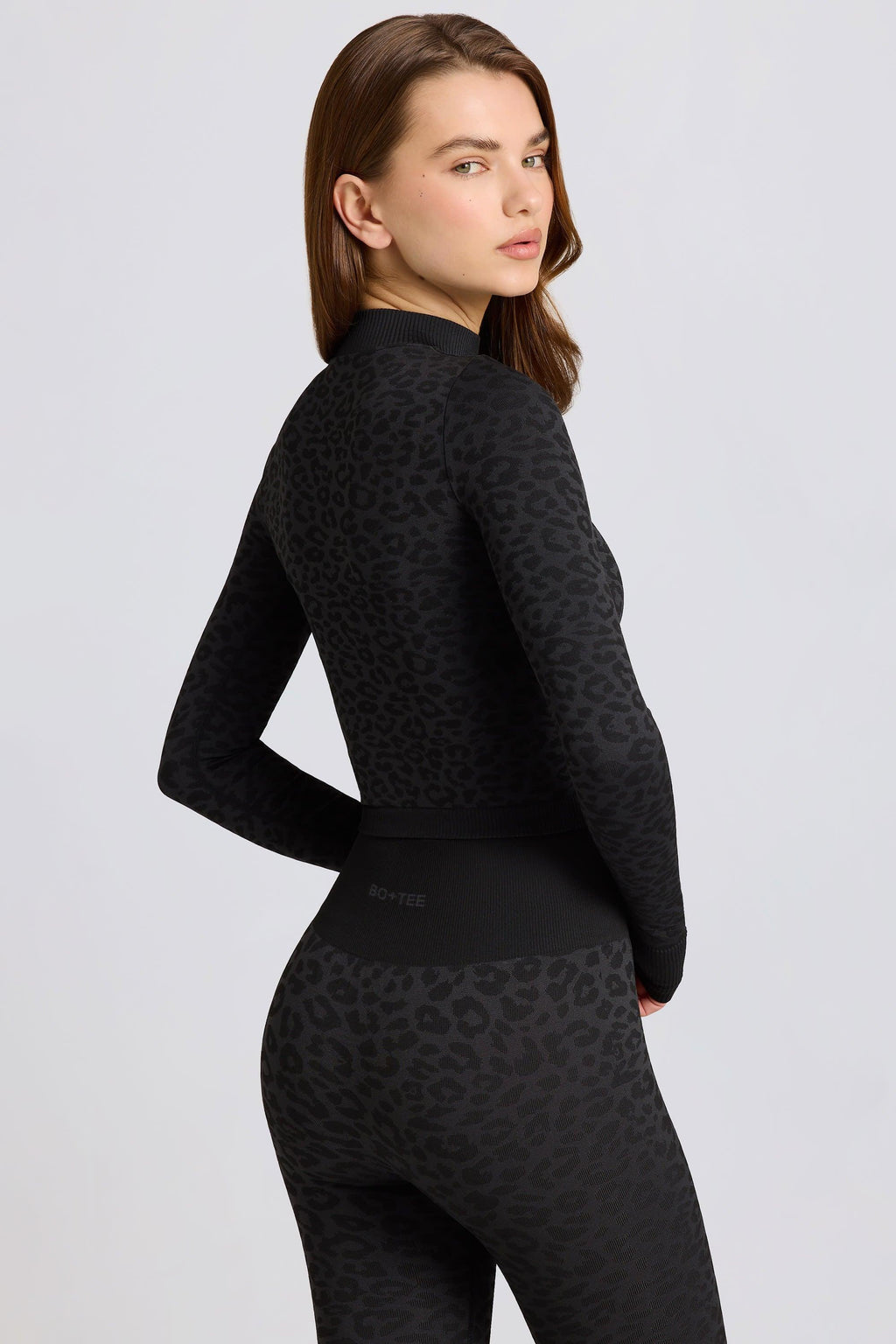 Thermal Long Sleeve Top In Black Leopard