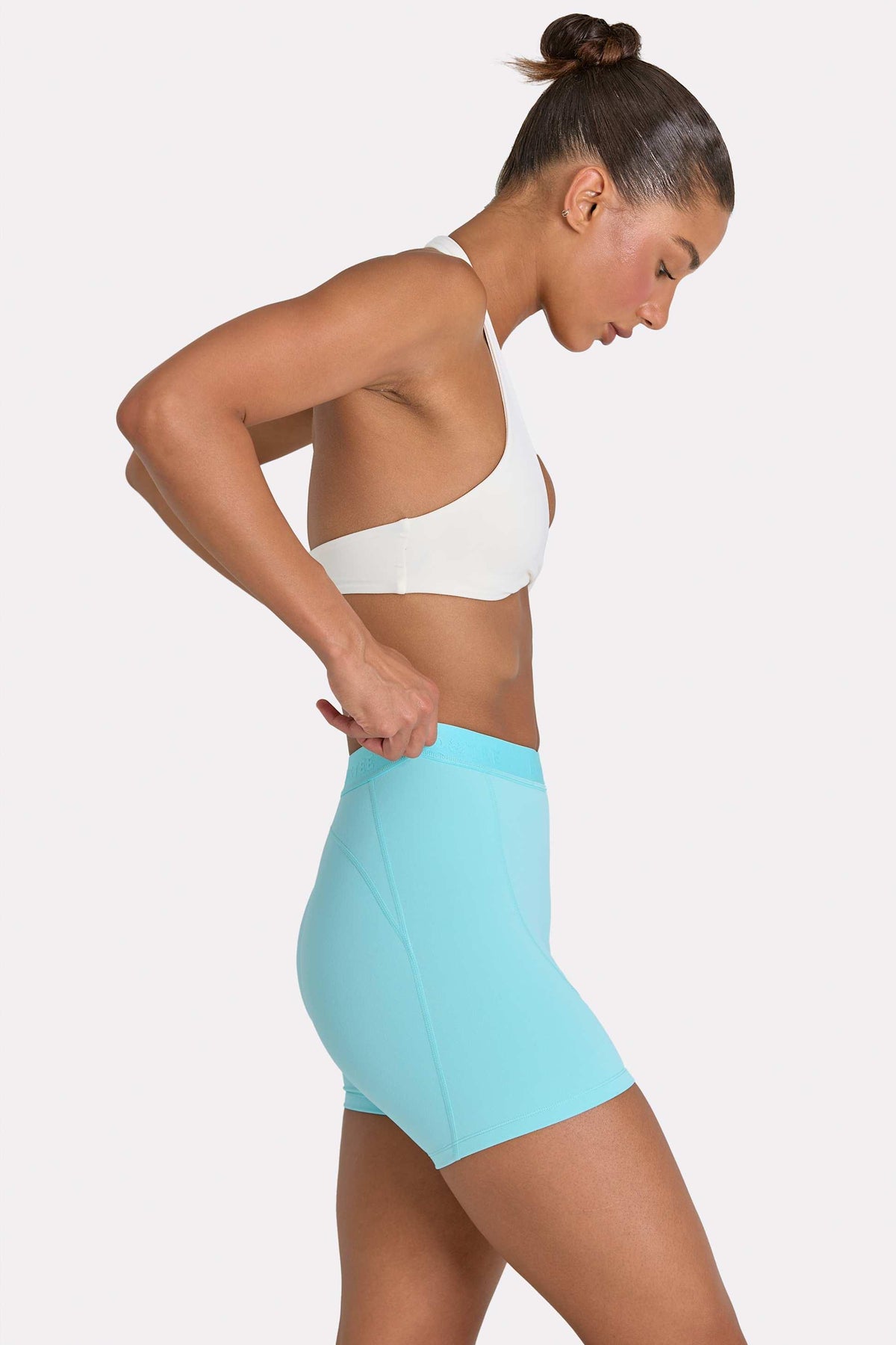 Soft Active Mini Shorts In Aqua
