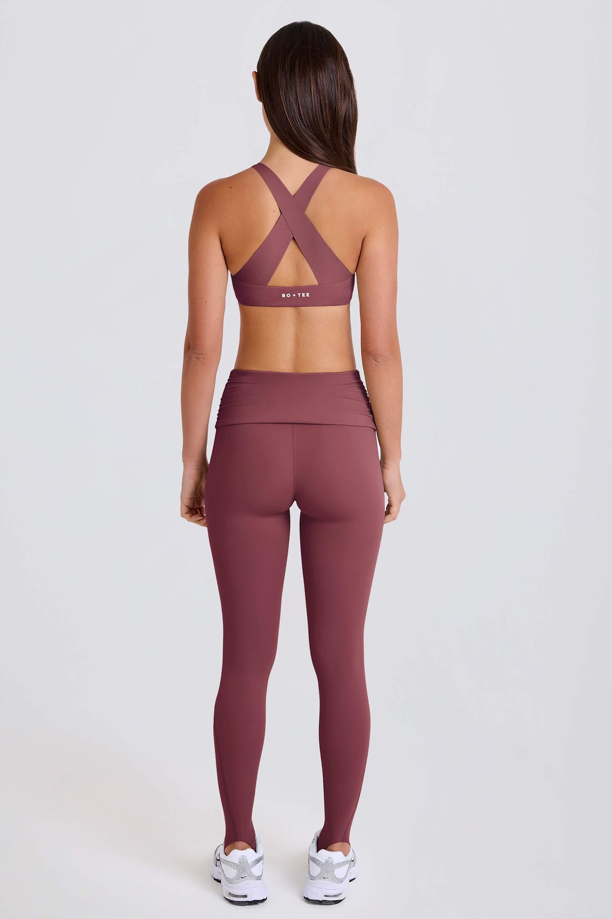 Foldover Mid-rise Stirrup Leggings In Acai