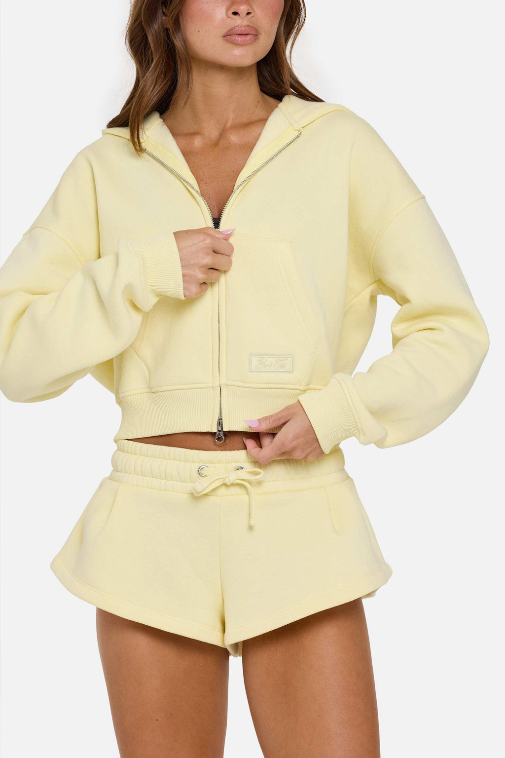Oversized Zip-up Hoodie In Buttercream