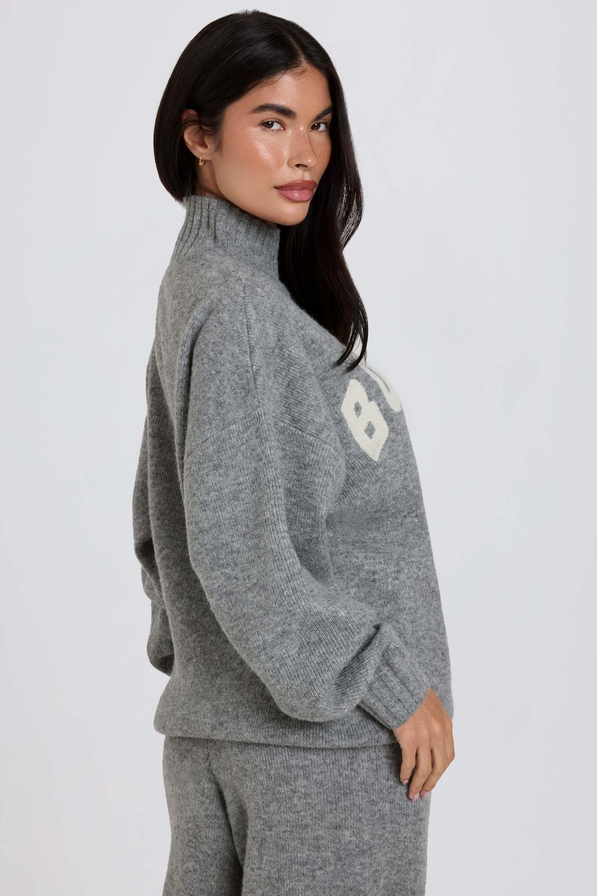 Soft Knit Oversized Jumper In Grey