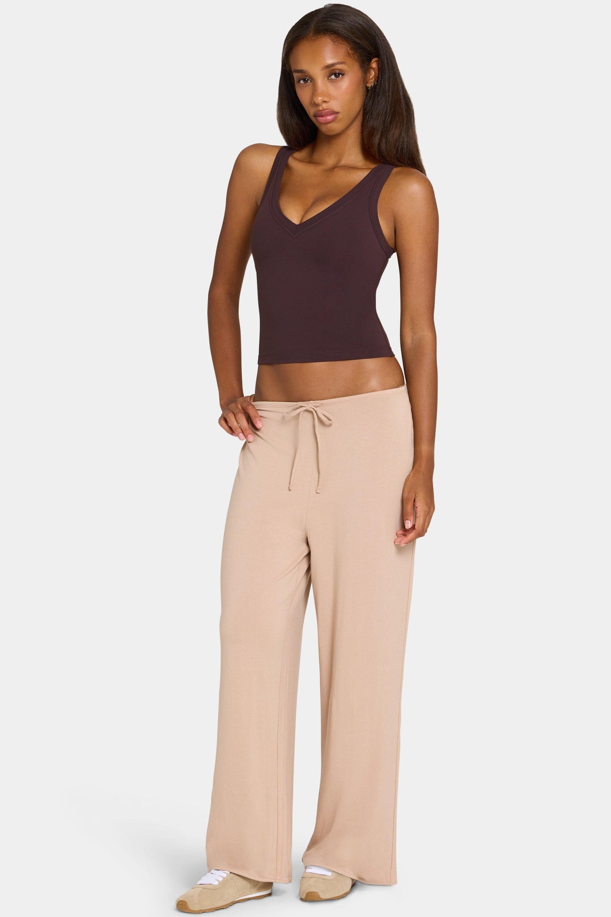 Buttercloud™ Tie-waist Wide-leg Trousers In Oatmeal