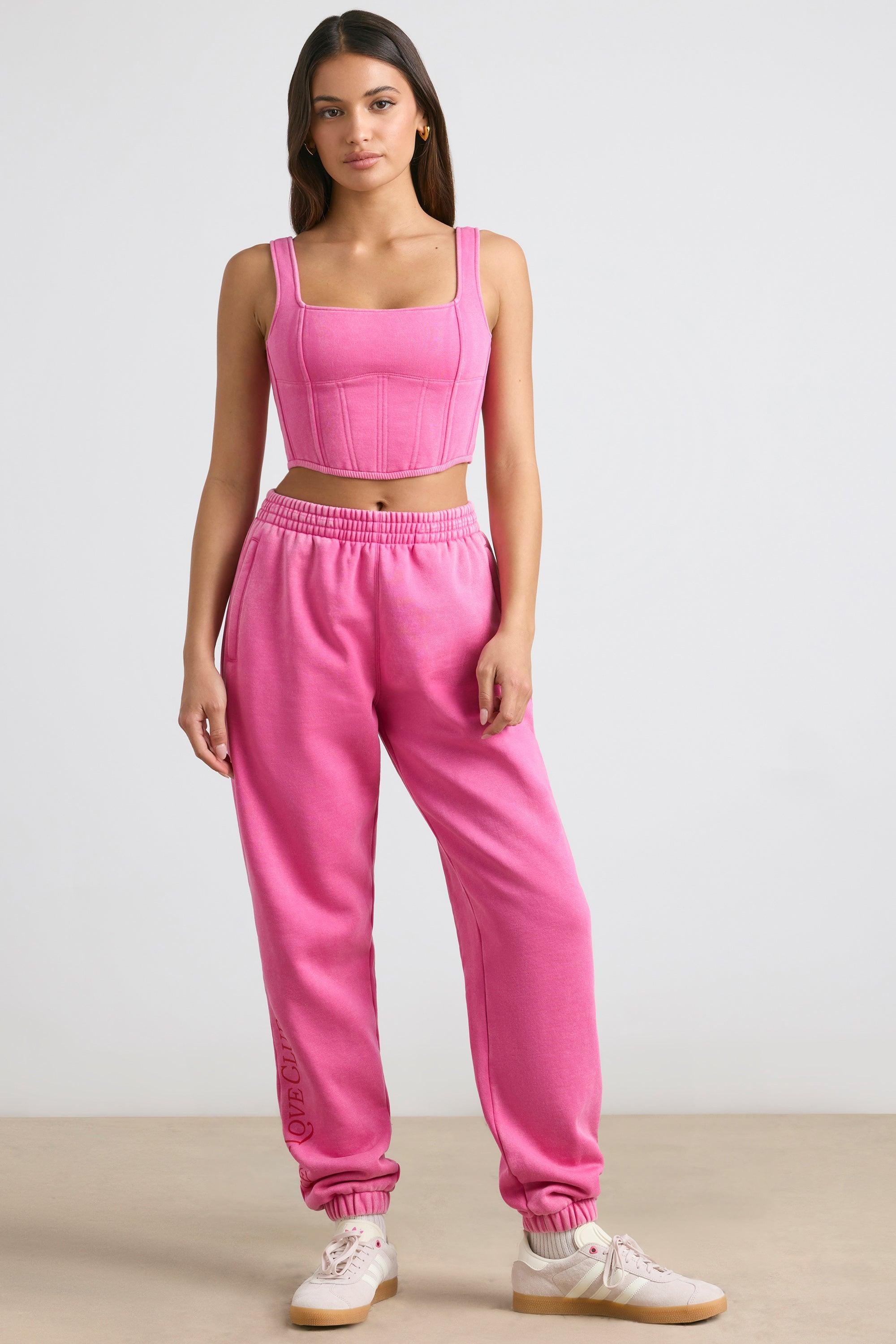 Brushed Jersey Oversized Joggers In Hot Pink