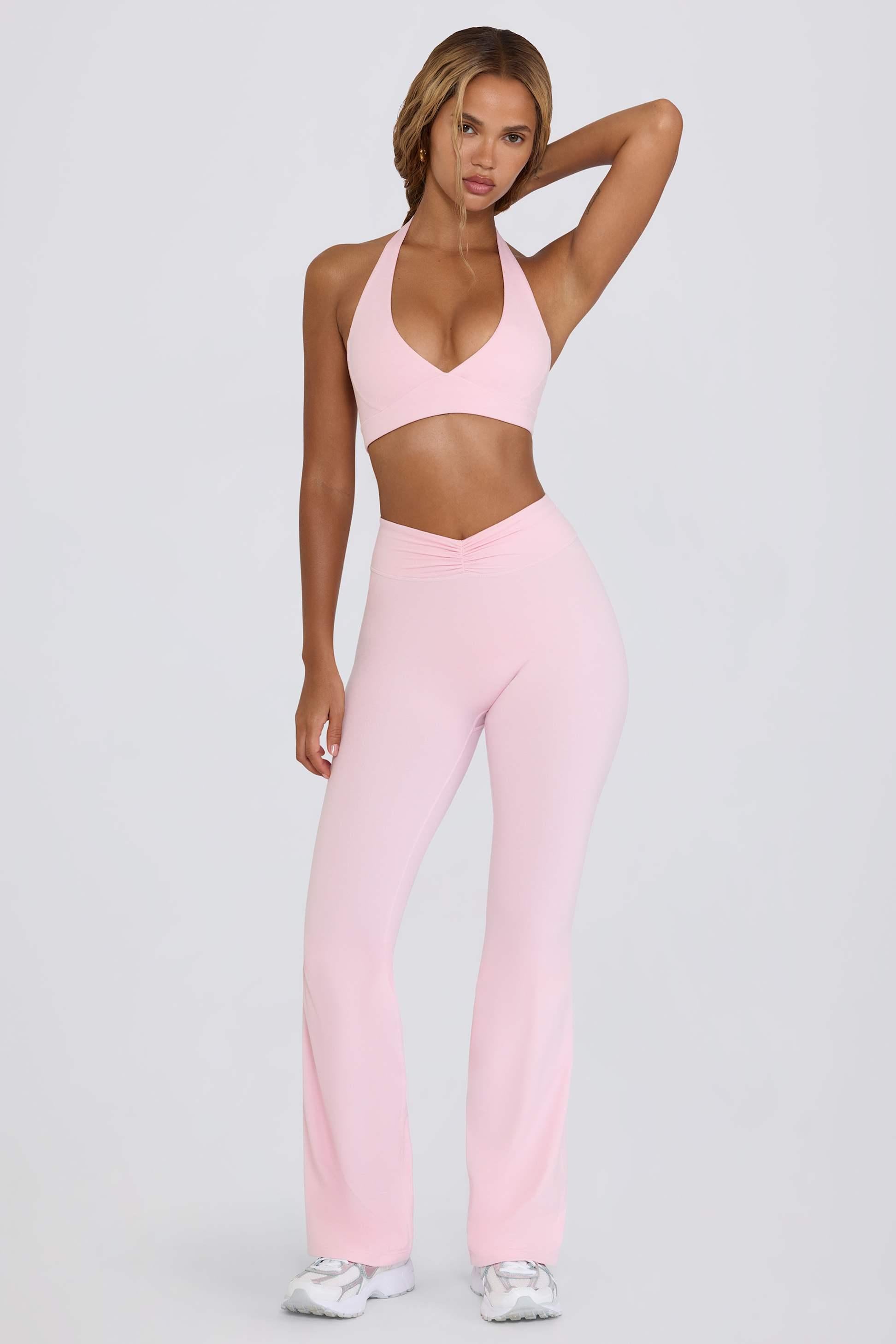 Brushed Jersey Ruched Flared Trousers In Bloom