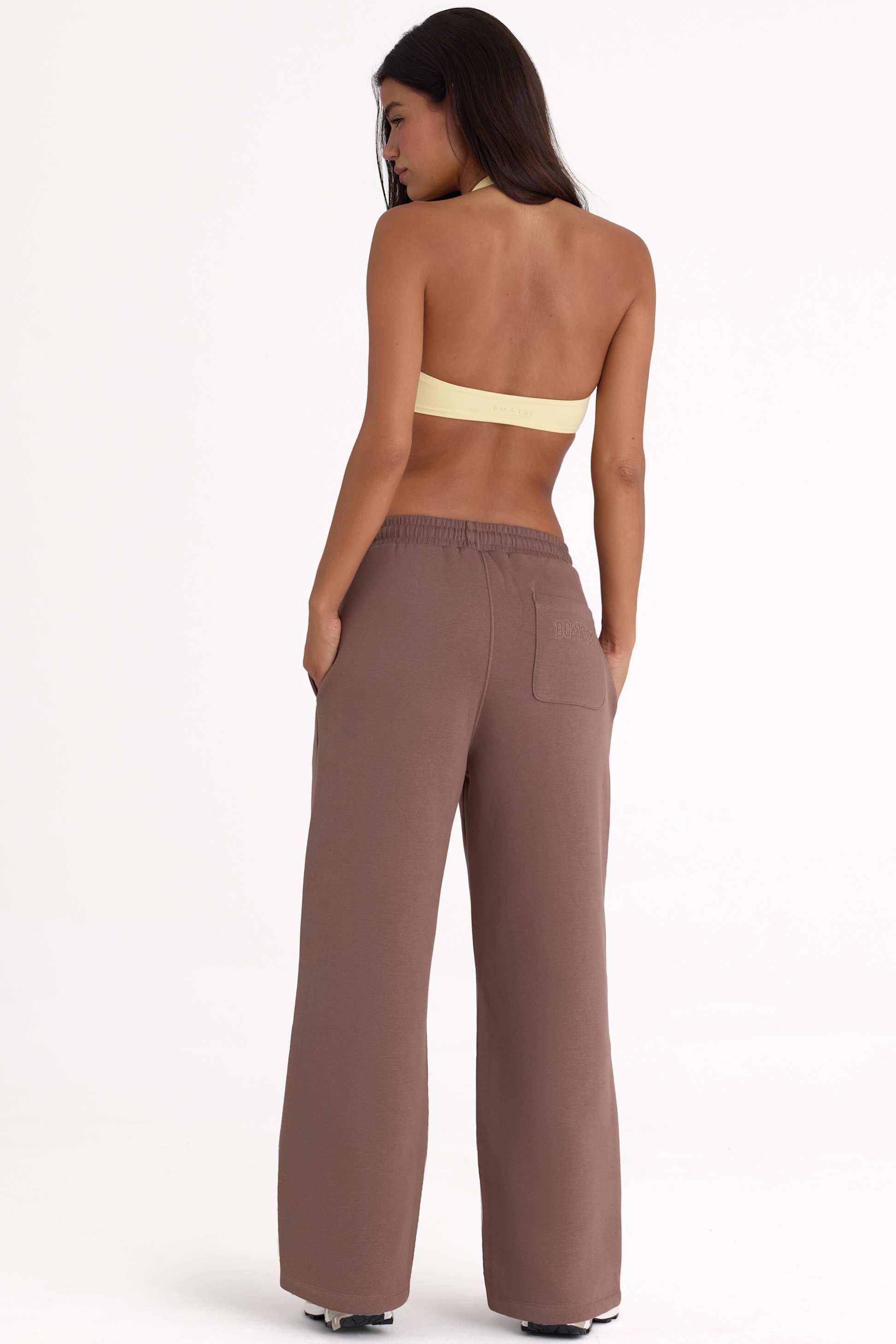 Brushed Jersey Wide-leg Joggers In Cocoa