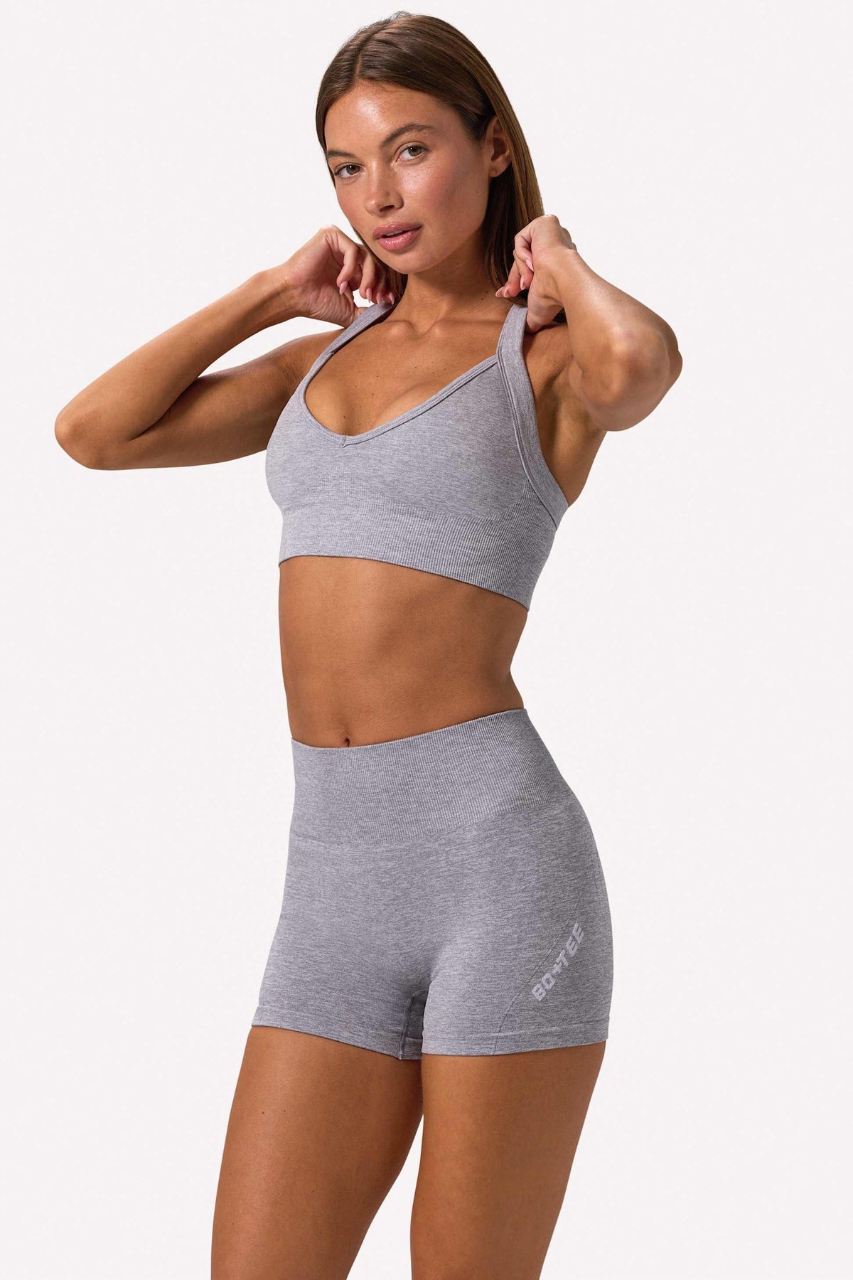 Super Sculpt Seamless Mini Shorts In Grey Marl