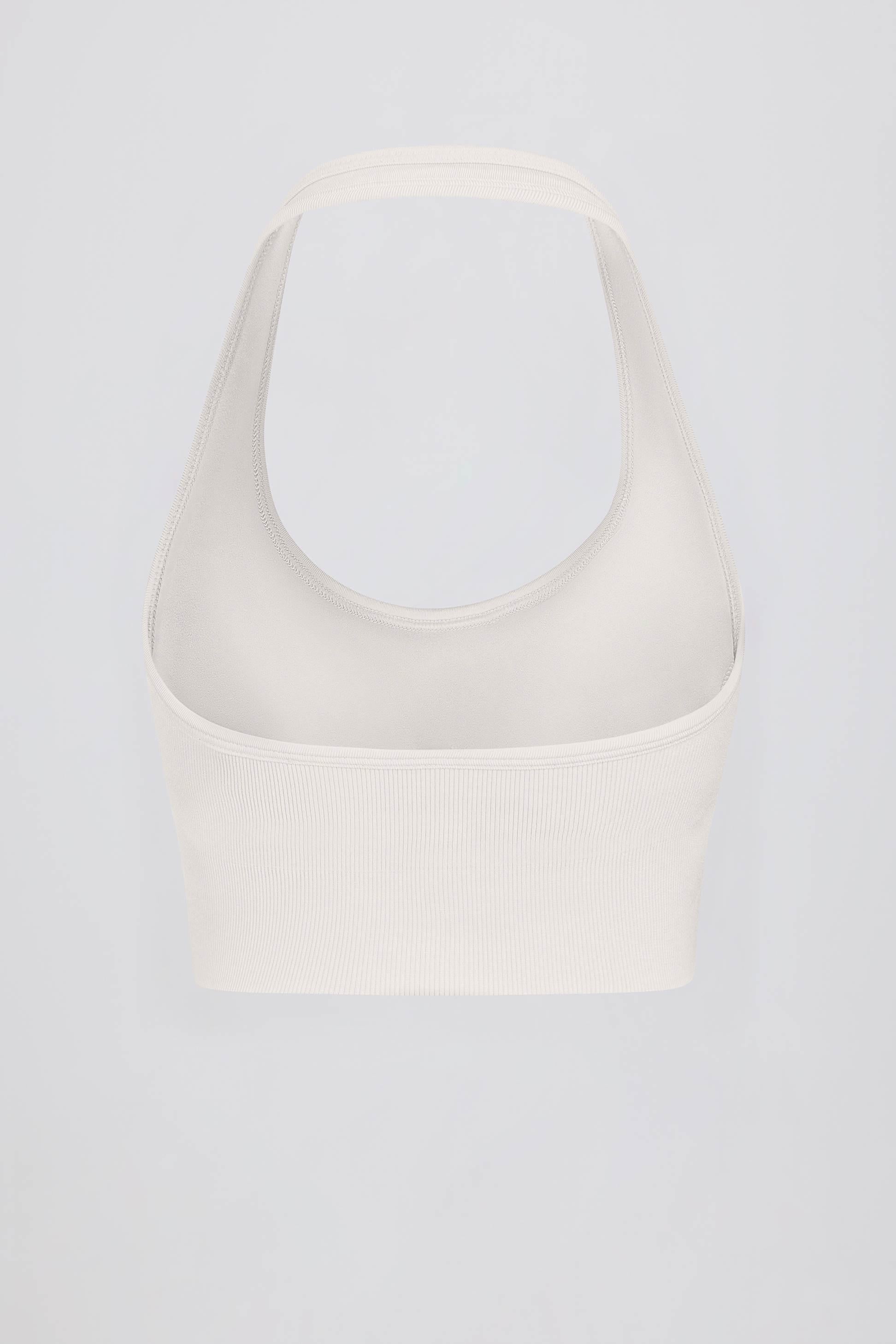 Define Luxe Halterneck Sports Bra In White