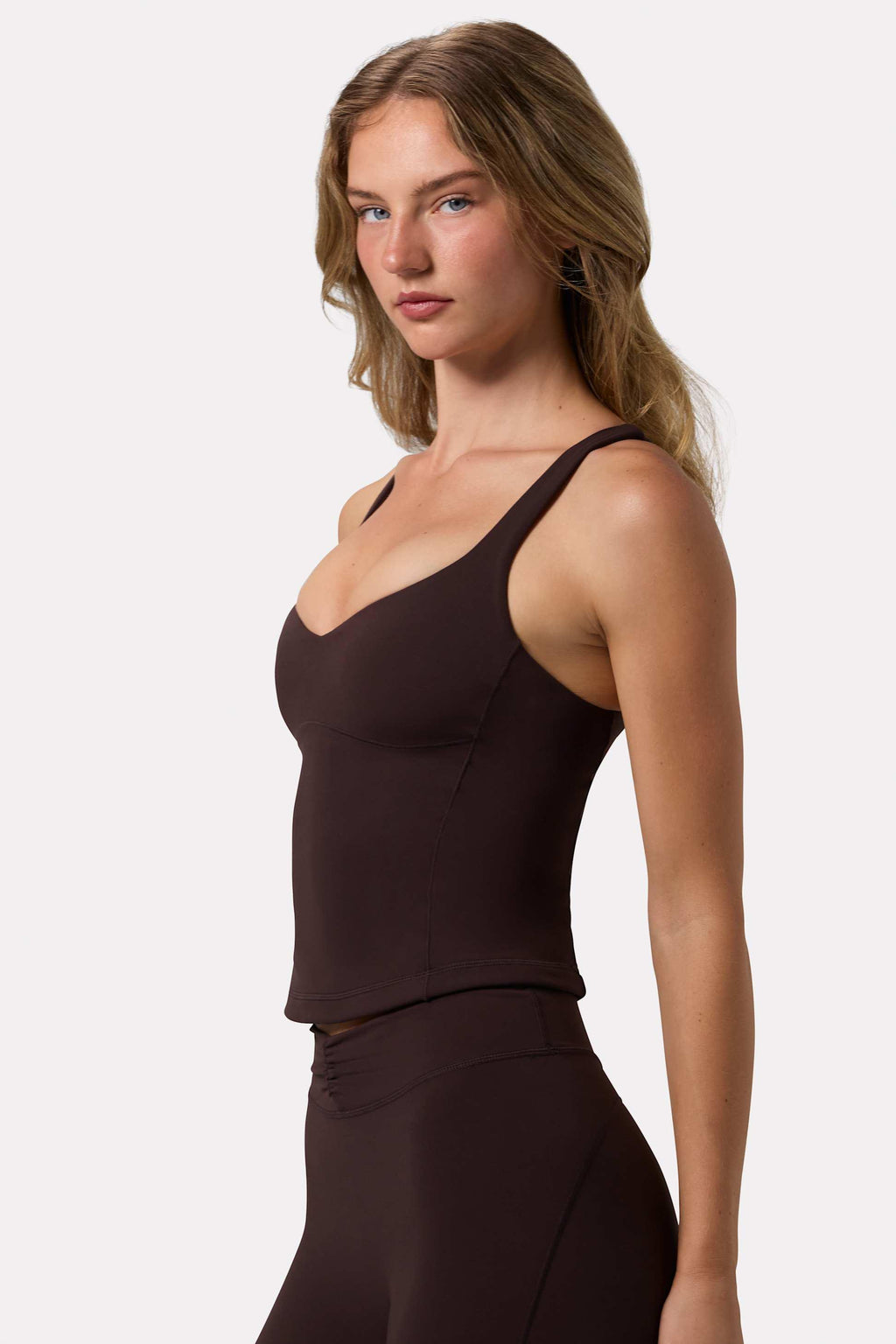 Soft Active Sweetheart-neck Tank Top In Espresso
